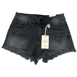 NWT Letter To Juliet‎ Black Distressed Denim Shorts Size XS